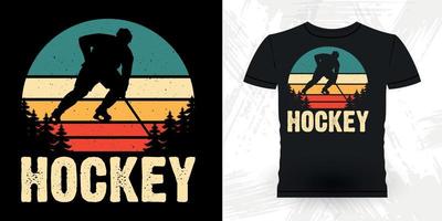 divertente gli sport hockey giocatore regalo retrò Vintage ▾ hockey maglietta design vettore