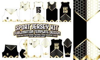 esagonale maglia abbigliamento sport indossare sublimazione d'oro modello design per calcio calcio e-sport pallacanestro pallavolo badminton futsal maglietta vettore