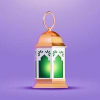 3d illustrazione di metallo fanoo, fanous o Ramadan lanterna con maneggiare. religioso decorazione per islamico vacanze vettore