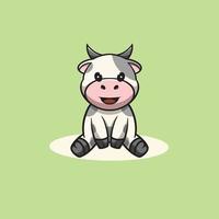 carino mucca sorridente cartone animato illustrazione vettore