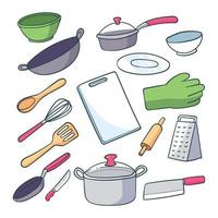 mano disegnato cucina utensili collezione vettore