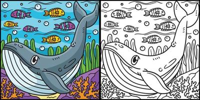 blu balena colorazione pagina colorato illustrazione vettore