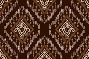ikat floreale paisley ricamo su Marrone sfondo.geometrico etnico orientale senza soluzione di continuità modello tradizionale.azteco stile astratto vettore illustrazione.disegno per trama, tessuto, abbigliamento, avvolgimento, pareo.