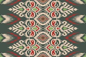 ikat floreale paisley ricamo su verde sfondo.geometrico etnico orientale senza soluzione di continuità modello tradizionale.azteco stile astratto vettore illustrazione.disegno per trama, tessuto, abbigliamento, avvolgimento, tappeto