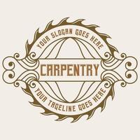 lavoratori logo carpenteria Vintage ▾ legna distintivo etichetta design illustrazione vettore