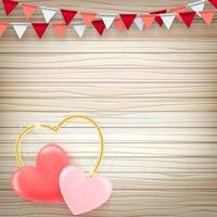 San Valentino bandiere ghirlande con 3d rosa cuore su rosa sfondo. simbolo il colore San Valentino. San Valentino sfondo con festa bandiere. vettore illustrazione. vettore illustrazione eps 10