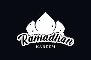 Ramadan lettering e moschea cupola vettore logo design