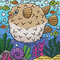 Pesce palla marino animale colorato cartone animato vettore