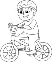 ragazzo bike isolato colorazione pagina per bambini vettore