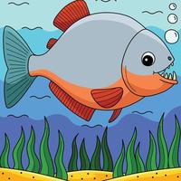 piranha animale colorato cartone animato illustrazione vettore