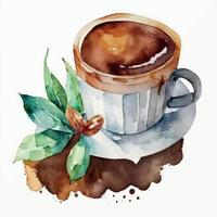 mano disegnato acquerello caffè tazza vettore