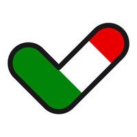 bandiera di Italia nel il forma di dai un'occhiata marchio, vettore cartello approvazione, simbolo di elezioni, voto.
