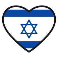 bandiera di Israele nel il forma di cuore con contrastante contorno, simbolo di amore per il suo nazione, patriottismo, icona per indipendenza giorno. vettore