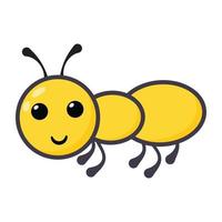 selvaggio eusociale insetto, piatto cartone animato icona di Marrone formica vettore