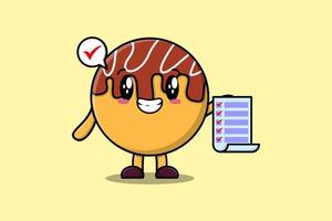 carino cartone animato takoyaki Tenere lista di controllo Nota vettore