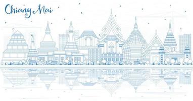 schema chiang Mai Tailandia città orizzonte con blu edifici e riflessi. vettore