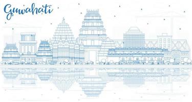 schema guwahati India città orizzonte con blu edifici e riflessi. vettore