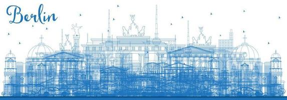 schema Berlino Germania orizzonte con blu edifici. vettore