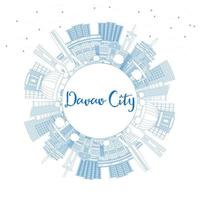 schema davao città Filippine orizzonte con blu edifici e copia spazio. vettore