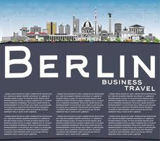 Berlino Germania orizzonte con grigio edifici, blu cielo e copia spazio. vettore