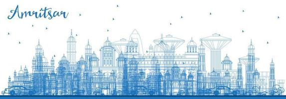 schema amritsar India città orizzonte con blu edifici. vettore