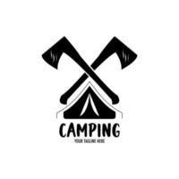 campeggio e all'aperto avventura retrò logo. cappotto di braccia per scout. colore e nero e bianca vettore per escursionismo.