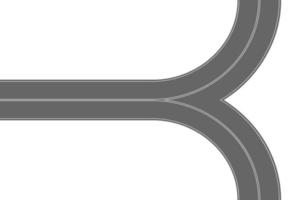 asfalto strada forchetta superiore Visualizza. autostrada parte con marcatura. carreggiata elemento per città carta geografica vettore