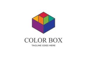 colorato geometrico cubo cubo scatola per bambini giocattoli pacchetto o Conservazione logo design vettore