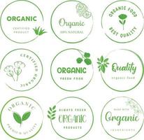 biologico cibo, naturale cibo, salutare cibo e biologico o naturale Prodotto loghi, icona, badge e adesivi collezione per cibo e bevanda marketing. vettore