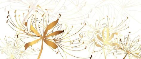 lusso floreale d'oro linea arte sfondo. elegante pendenza oro ragno giglio fiori modello sfondo. design illustrazione per decorativo, carta, casa arredamento, sito web, confezione, Stampa, coperchio, striscione. vettore