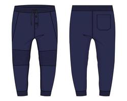 vello tessuto jogger pantaloni della tuta tecnico moda piatto schizzo vettore illustrazione modello davanti, indietro visualizzazioni.