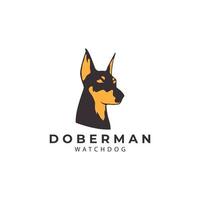 doberman cane faccia, dobermann pinscher, guardia cane, retrò, design per marchio, adesivo, distintivo, logo, vettore illustrazione design