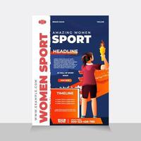 donne nel sport manifesto modello vettore