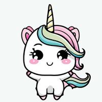 carino unicorno illustrazione unicorno kawaii chibi vettore disegno stile unicorno cartone animato