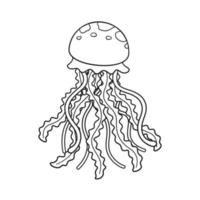 carino cartone animato Medusa schema vettore arte illustrazione. subacqueo marino animale cartone animato design. colorazione libro pagina attività per bambini