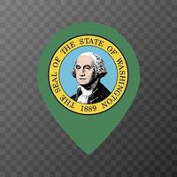 carta geografica pointer con bandiera Washington stato. vettore illustrazione.