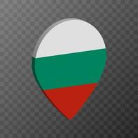 carta geografica pointer con Bulgaria bandiera. vettore illustrazione.