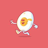 fritte uovo in esecuzione e sorridente vettore illustrazione. cibo, sano, nutrizione design concetto.
