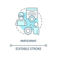 partecipante turchese concetto icona. prendere parte nel indagine. ricerca membri astratto idea magro linea illustrazione. isolato schema disegno. modificabile ictus vettore