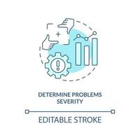 definire i problemi gravità turchese concetto icona. valutazione usabilità i problemi astratto idea magro linea illustrazione. isolato schema disegno. modificabile ictus vettore