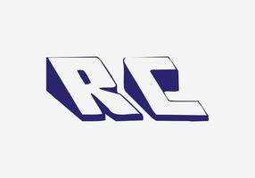 rc 3d logo design modello vettore