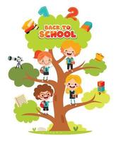 formazione scolastica albero con cartone animato bambini vettore