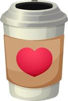 bianca tazza di caffè con un' cuore, caffè con amore, caffè icona vettore