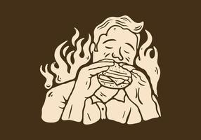 illustrazione design di uomo mangiare hamburger vettore