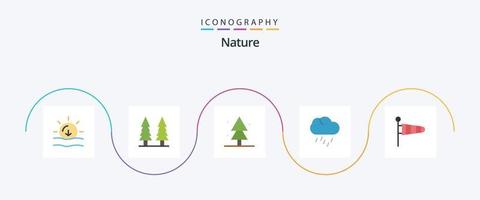 natura piatto 5 icona imballare Compreso paracadute. tempo atmosferico. foresta. stagione. natura vettore