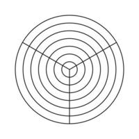 polare griglia di 3 segmenti e 6 concentrico cerchi. cerchio diagramma di stile di vita equilibrio. ruota di vita modello. vettore