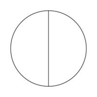 cerchio diviso nel 2 segmenti. Pizza o torta il giro forma tagliare nel pari fette. schema stile. semplice grafico.