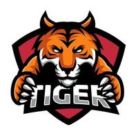 gioco di logo esport testa di tigre vettore