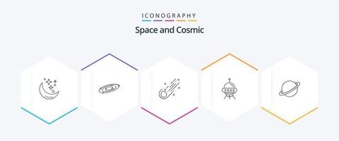 spazio 25 linea icona imballare Compreso spazio. cometa. pianeti. spazio. astronomia vettore