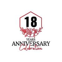 18 anni anniversario logo, lussuoso anniversario vettore design celebrazione